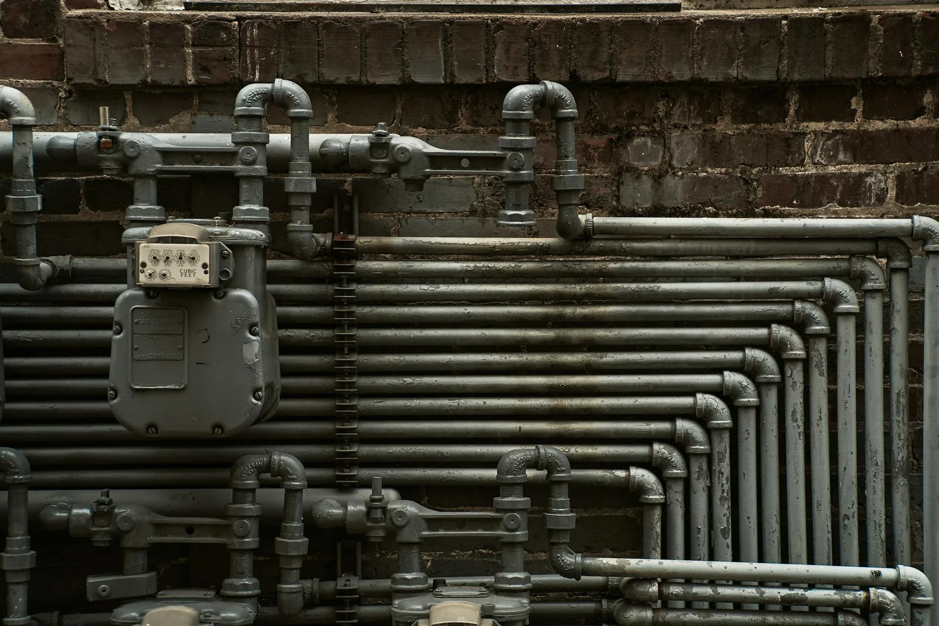 Gas meter and steel pipes - gas fitting Auckland